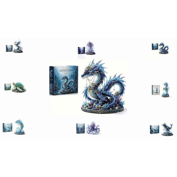Mythical Ocean Beading Kits - Elegant 3D Beaded Kit Series, Shimmering Sea Beads Construction Set with Step-by-Step Photo Guide (Sea Dragon)