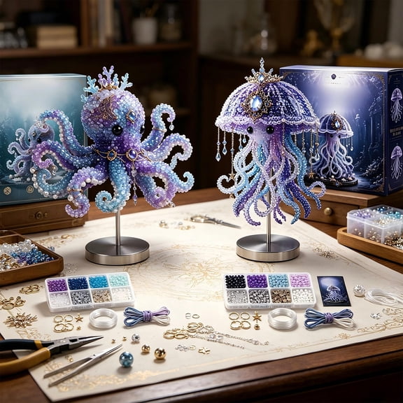 Mythical Ocean Creature 3D Beaded DIY Kit Fantasy Sea Life Craft Set - Fun Educational Beading Kit 7.87*4.72*0.98in
