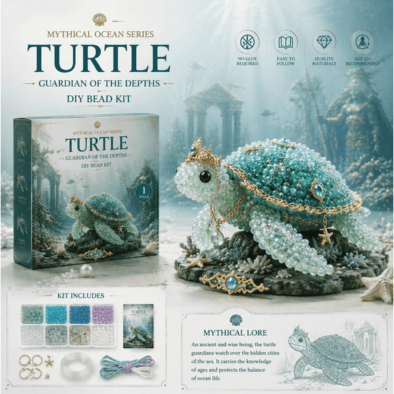 Mythical Ocean DIY Bead Kit, 3D Beaded Animal Kit, Compact Hobby Pack With Pattern Handbook, Practical Supply For Seasonal Craft And Present Preparation Octopus