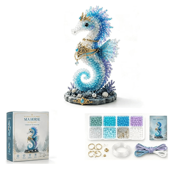 Mythical Ocean DIY Bead Kit, 3D Beaded Animal Kit, Glossy Glass Bead Craft Set, Easy-Follow Instructions For Creating Unique Underwater Decorations Turtle