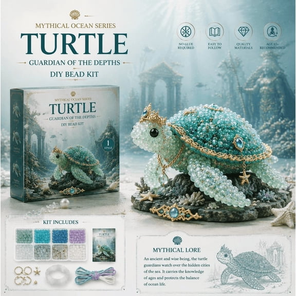 Mythical Ocean DIY Bead Kit, 3D Beaded Animal Kit, Printed Step-by-Step Guide Included, Fine Glass Bead Material For Desktop Ornament Crafting Octopus