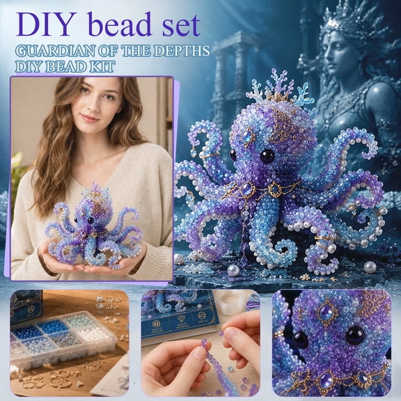 Mythical Ocean DIY Bead Kit, 3D Beaded Octopus Craft Set, Unique Handmade Figurine Project for Gifting, Beginners & Craft Hobbyists