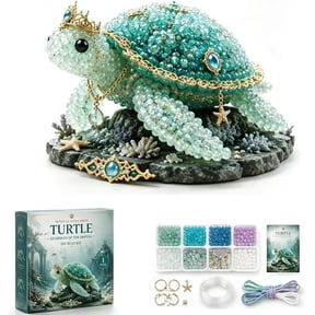 Mythical Ocean DIY Bead Kit, 3D Beaded Sea Turtle Figurine Craft Set, Relaxing Stress Relief Handmade Project for Adults
