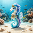 thumbnail image 1 of Mythical Ocean DIY Bead Kit for Beginners, 3D Beaded Animal Making Kit with Instructions, Unique Sea Animal Designs with Glass Beads and Pattern Guide, Underwater Bead Embroidery Set (Seahorse), 1 of 9