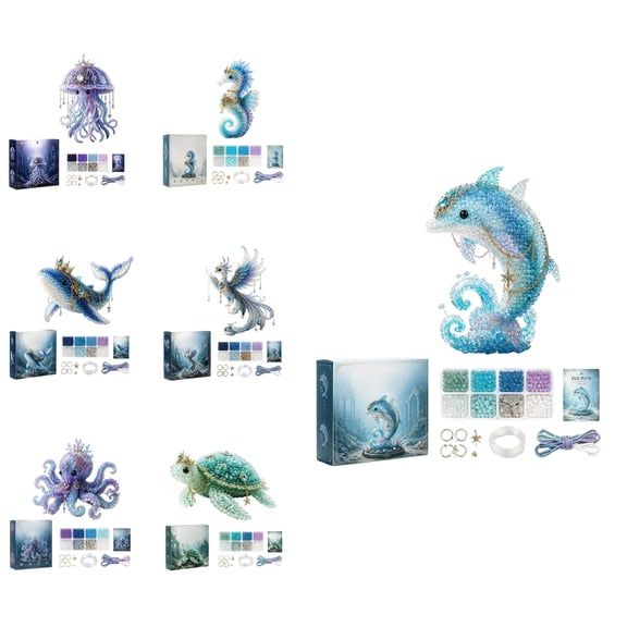 Mythical Ocean DIY Bead Kit for Beginners, 3D Beaded Animal Making Kit, Underwater Creature Bead Embroidery Craft Set(Dolphin)
