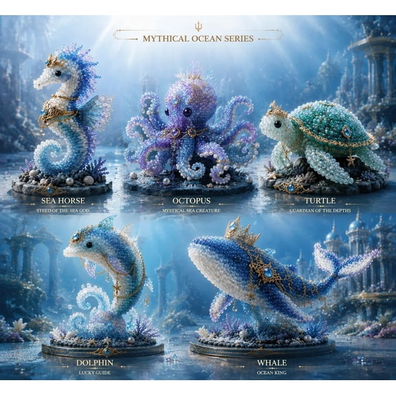 Mythical Ocean DIY Bead Kit for Beginners, 3D Beaded Animal Making Kit with Instructions, Underwater Creature Craft Set