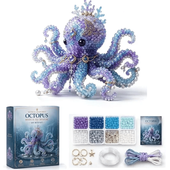 Mythical Ocean DIY Bead Kit for Beginners – 3D Beaded Animal Making Kit with Step-by-Step Instructions, for Beginners & Craft Enthusiasts Octopuses