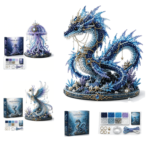 Mythical Ocean DIY Bead Kit for Screen Free Time, 3D Beaded Animal Making Set for Beginners, Underwater Creature Craft