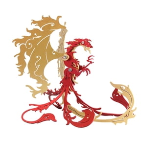 Mythical Phoenix 3D Metal Model Kit | 28+PCS DIY Assembly with Golden & Red Finish | Cultural Desk Art for Adult Collectors