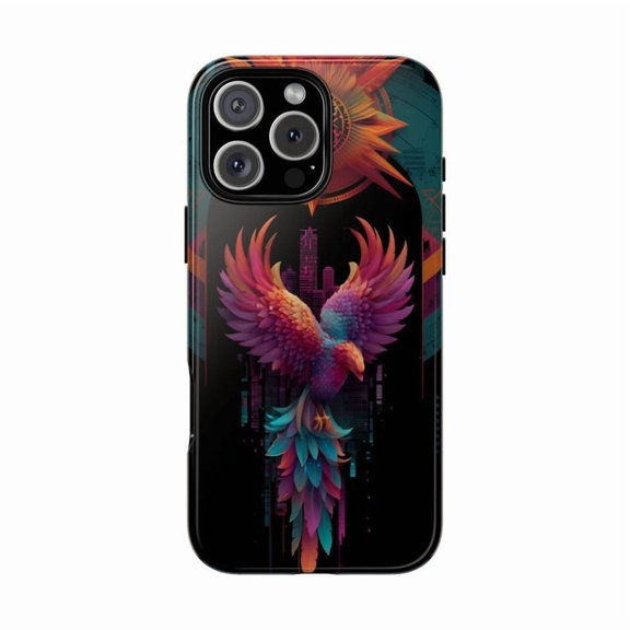 Mythical Phoenix Bird Teal Pink Radiant Fantasy Glow Case with iPhone 17 to 11 Pro Max