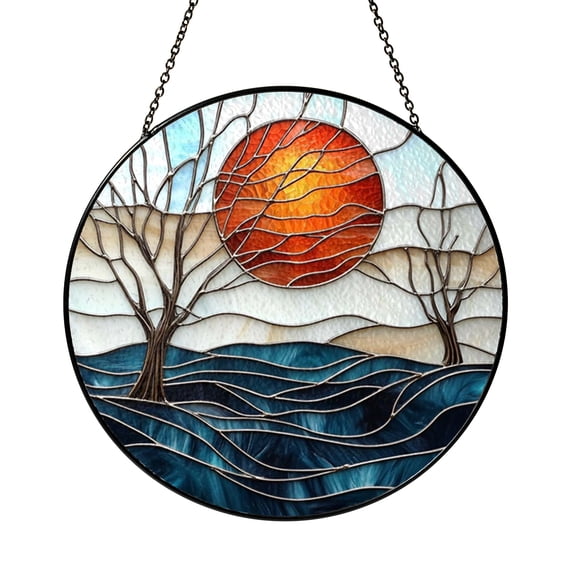 Mythical Seashell Beach Mosaic Stained Glass Style Suncatcher – Decorative Window Hanging Gift