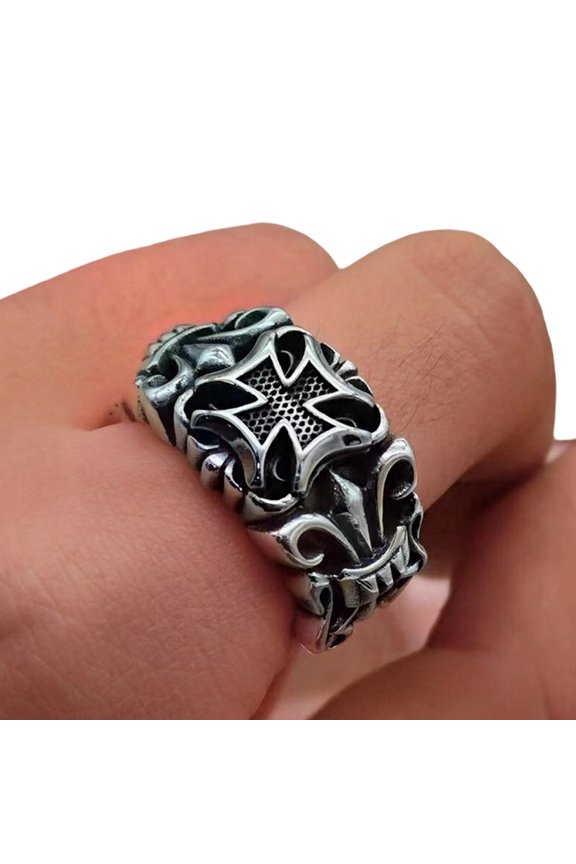 Mythical Tridents Designs Adjustable Open Shank Rings For Men Retro Oceanics Inspired Jewelry Gift
