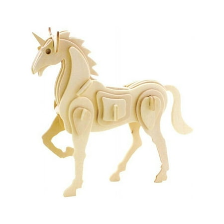 Mythical Unicorn DIY 3D Wooden Puzzle, Natural, 6-1/2-Inch