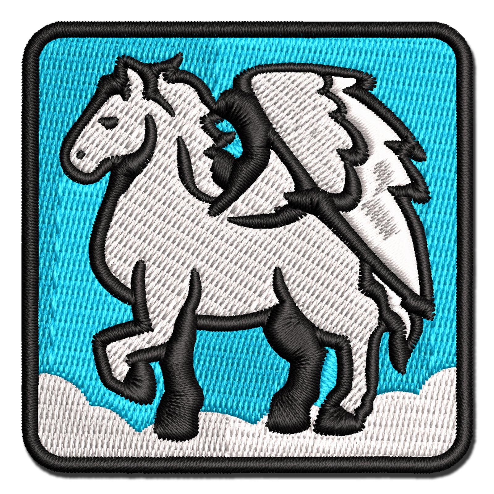Mythical Winged Horse Pegasus Applique Multi-Color Embroidered Iron-On Patch - 3.5 Inch Large