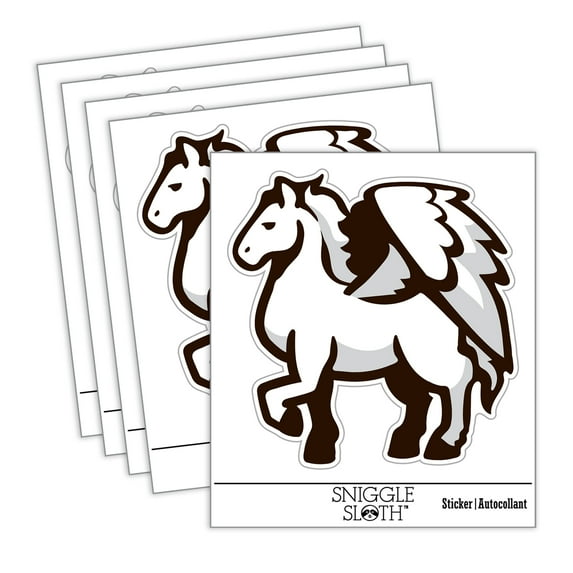 Mythical Winged Horse Pegasus Car Window Bumper Water Bottle Phone Tablet Laptop Waterproof Vinyl Decal Sticker Set 5-Pack - Gloss Finish - 3.0"