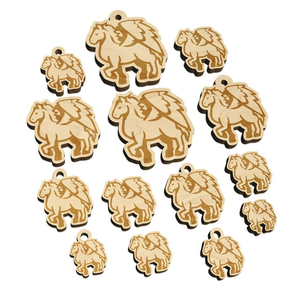Mythical Winged Horse Pegasus Wood Mini Charms Shapes DIY Craft Jewelry - No Hole - 20mm (15pcs)