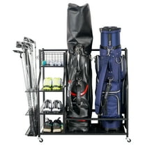 Mythinglogic Golf Storage Garage Organizer, Steel Golf Bag Storage Stand and Other Golfing Equipment Rack