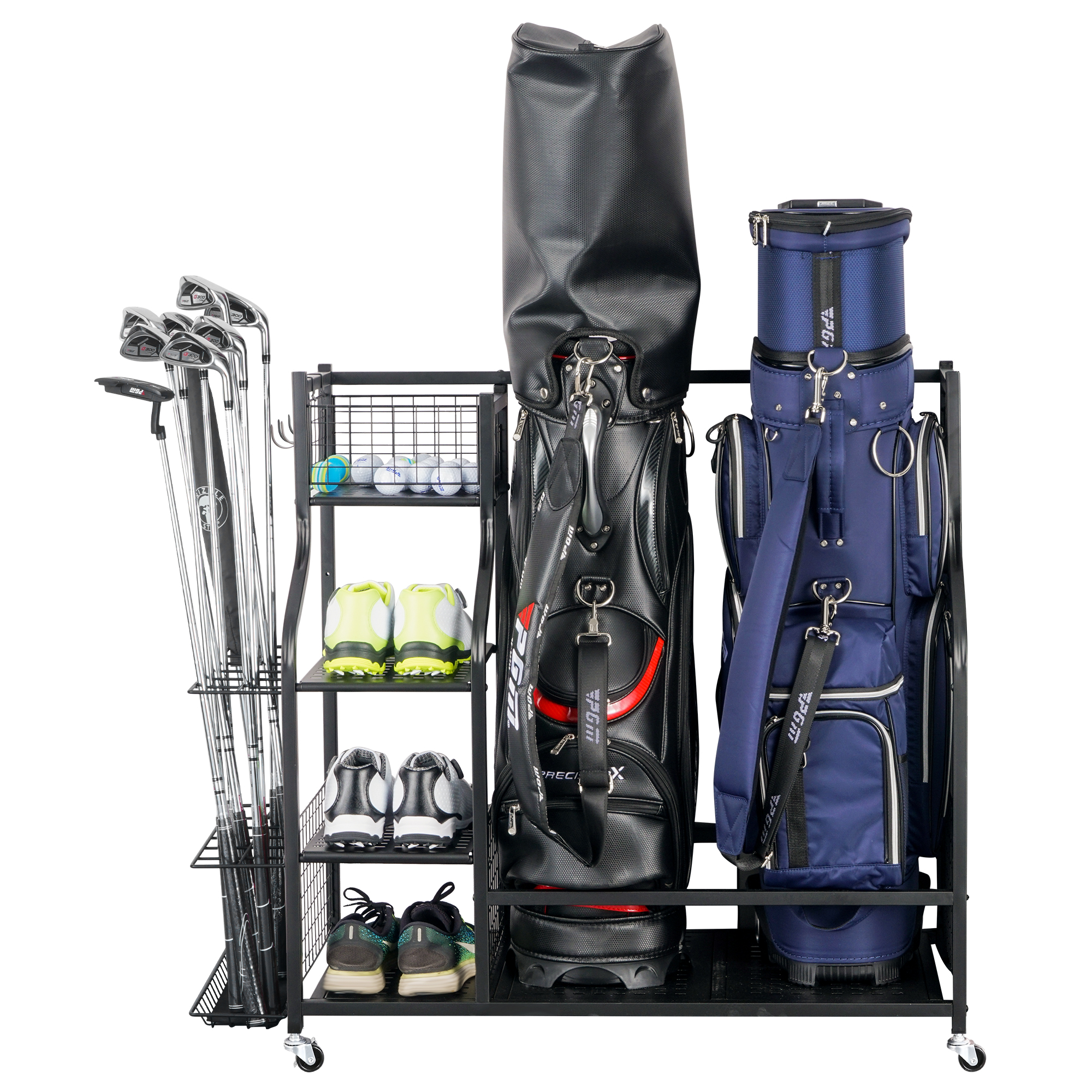 Golf Bag Organizer for Garage, Golf Bag Stand Fit 3 Golf Bags and Golf