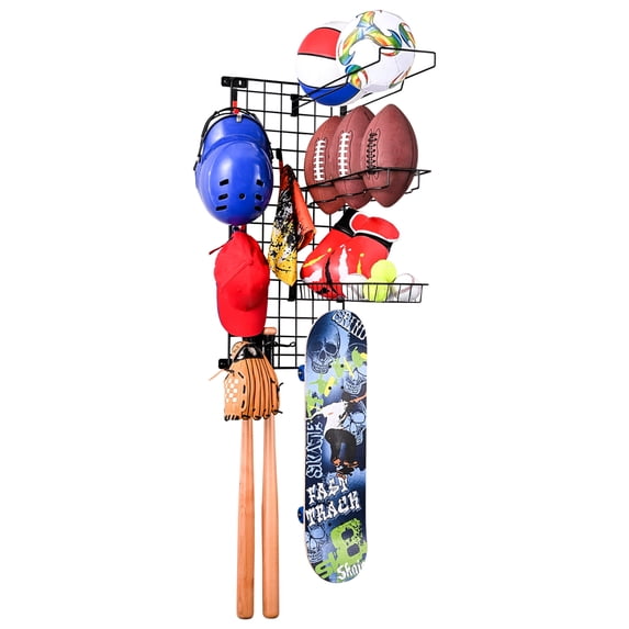Mythinglogic Wall-Mounted Sports Equipment Organizer, Basketball Storage (3 Balls)