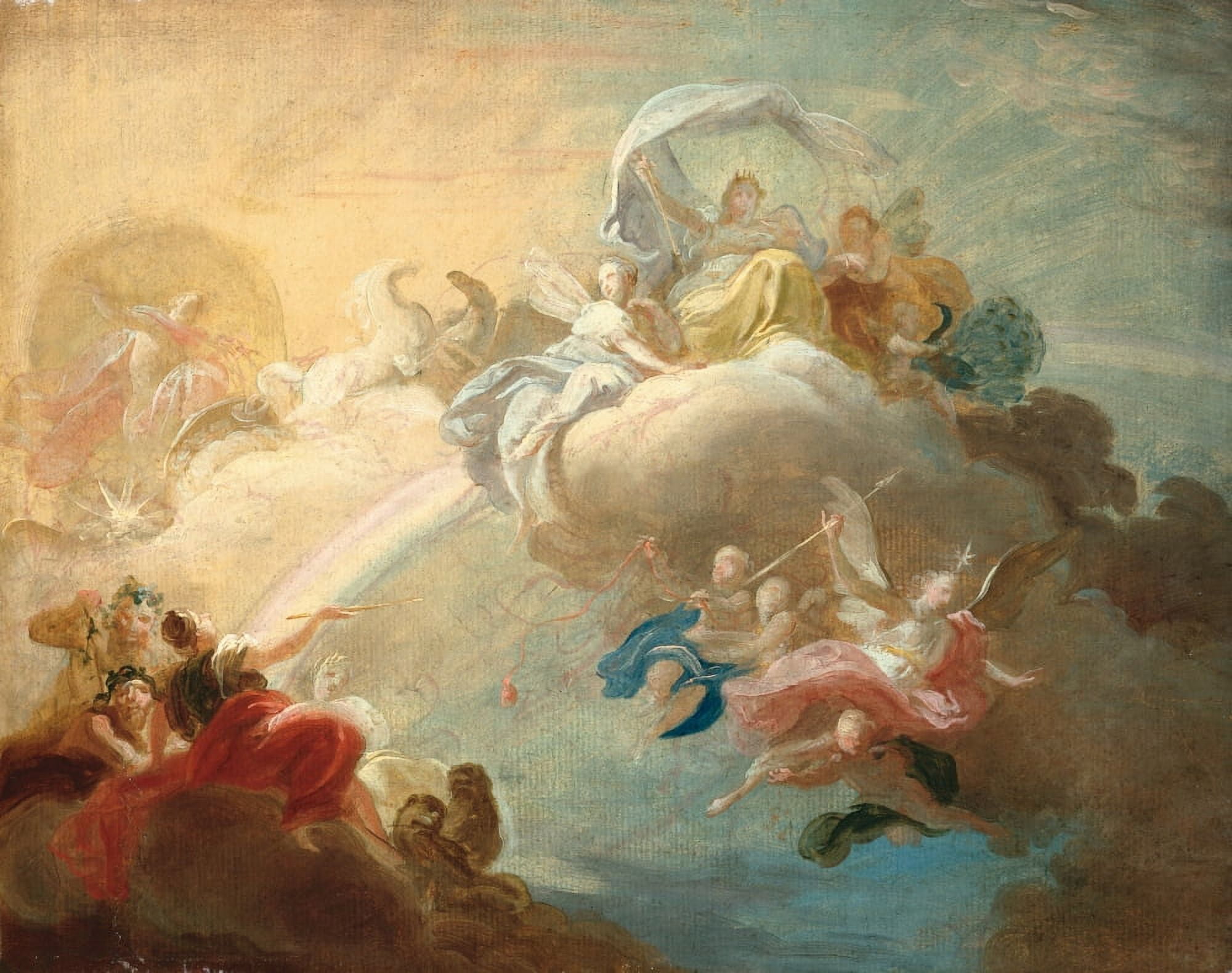 Mythological Allegory (Probably Apotheosis Of Juno) Canvas Art - (36 x 24)