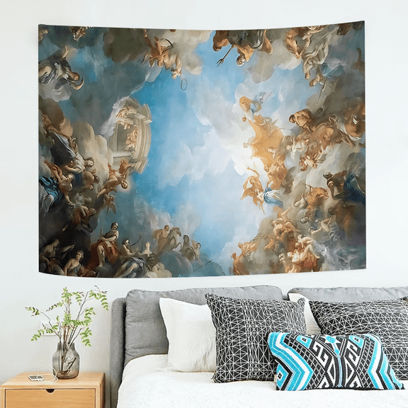 Mythological Figures Tapestry - Gorgeous Mythological Figures Design & Durable Polyester Wall Tapestry, Perfect Themed Decor for Living Room, Bedroom, Office Room Decoration 91*71inch
