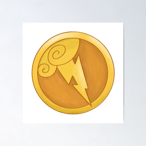 Mythological Hero Ancient Golden Medallion Shield Crest Wall Art Geek Decor, Unframed Poster