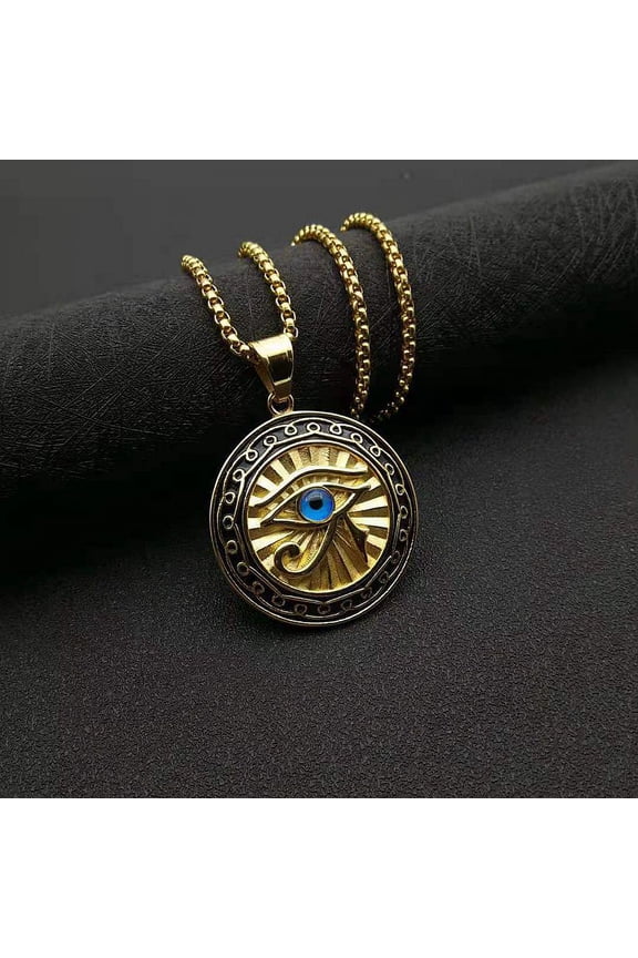 Mythological Style Egyptian The Eye of Horus Pendant Necklace for Women/Men Gold Color Metal Amulet Jewelry