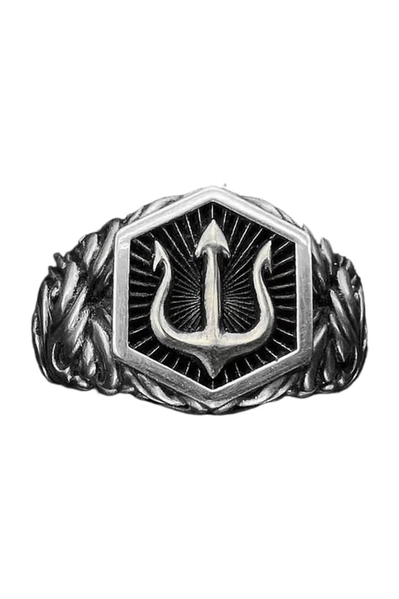 Mythological Tridents Styles Adjustable Rings For Men Alloy Construction Elegant Mens Accessory