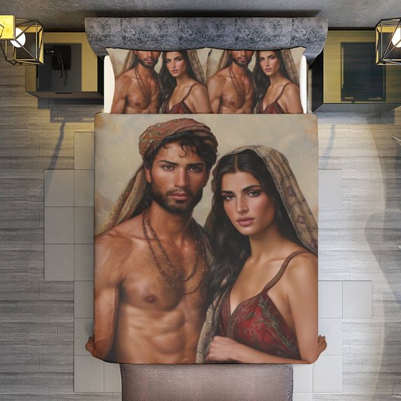 Mythology Love Quilt Cover Set Fashionable Printed Bedding Covers with Pillowcase Home Textiles, Twin (68"x86")