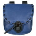 thumbnail image 1 of Mythrojan Blue Leather Medieval Belt Pouch, Viking Renaissance Waist Bag for Adults, 8" x 7", Cosplay Coin Purse, 1 of 7