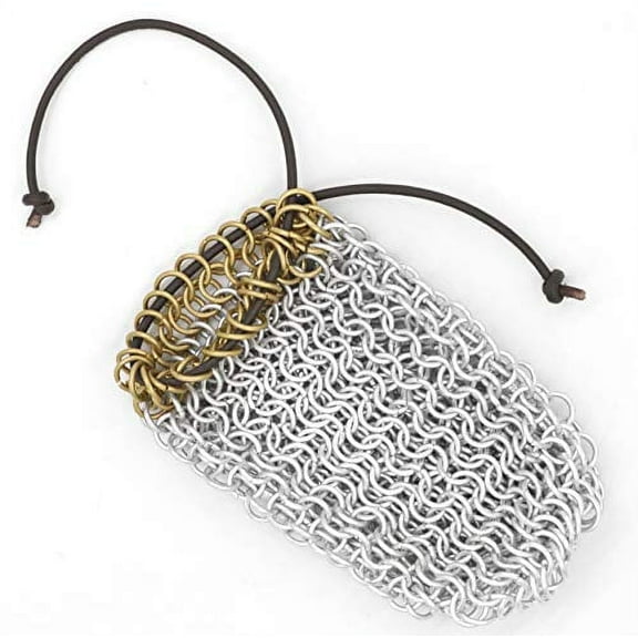 Mythrojan Chainmail DnD Dice Bag Drawstring Medieval Role-Playing LARP Dice Pouch