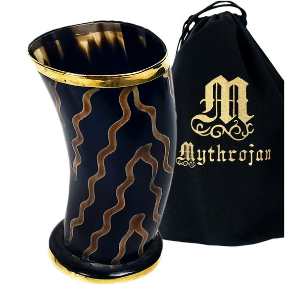 Mythrojan Drinking Horn Shot Glass Authentic Medieval Inspired Viking Wine/Mead 250 ML  Polished Finish