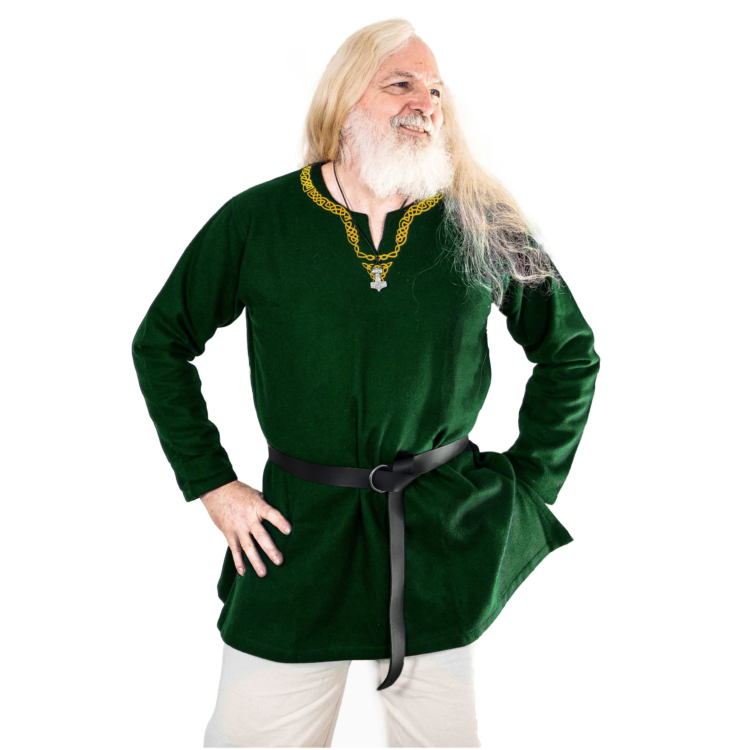 Mythrojan Green Wool Medieval Viking Shirt Renaissance Men Tunic