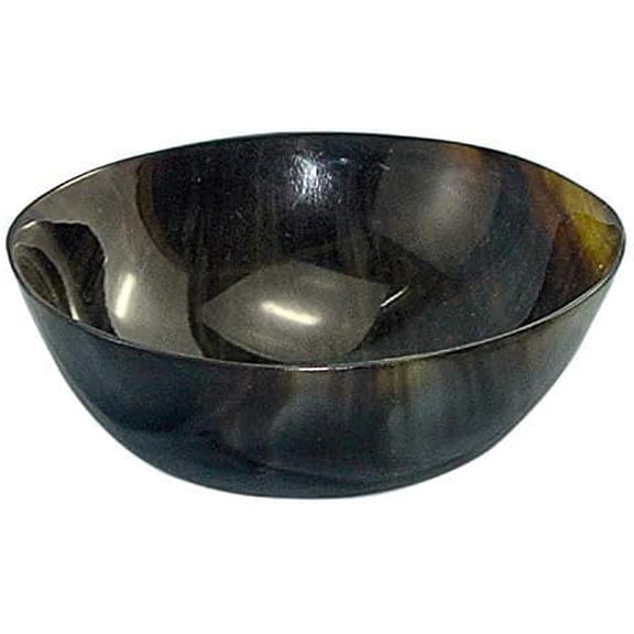 Mythrojan Hand Crafted Small Serving Natural Ox Horn Bowl Polished Finish Natural Ox Horn Bowl Household Serving Utensils for Wine and Side Dishes at Home - 6" x 2"