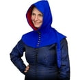 thumbnail image 1 of Mythrojan Late Medieval Lady Buttoned Hood for Cosplay LARP Renaissance Costume, Blue Hood for Women, 1 of 1