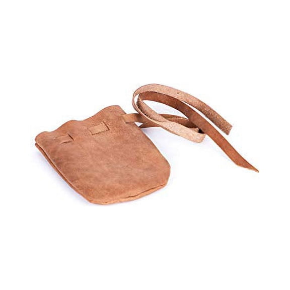 Mythrojan Leather Pouch Drawstring Coin Pouch, Light Brown, 1-Piece