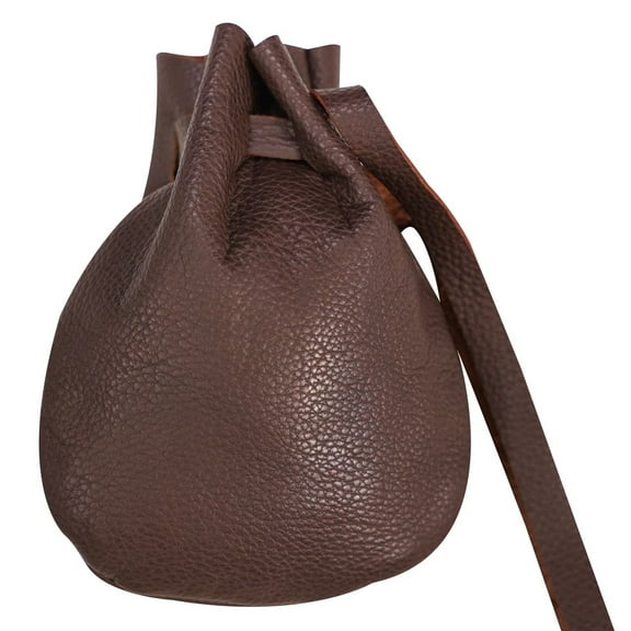 Mythrojan Leather Pouch Drawstring Storage Bag for Coins and Dice, Dark Brown
