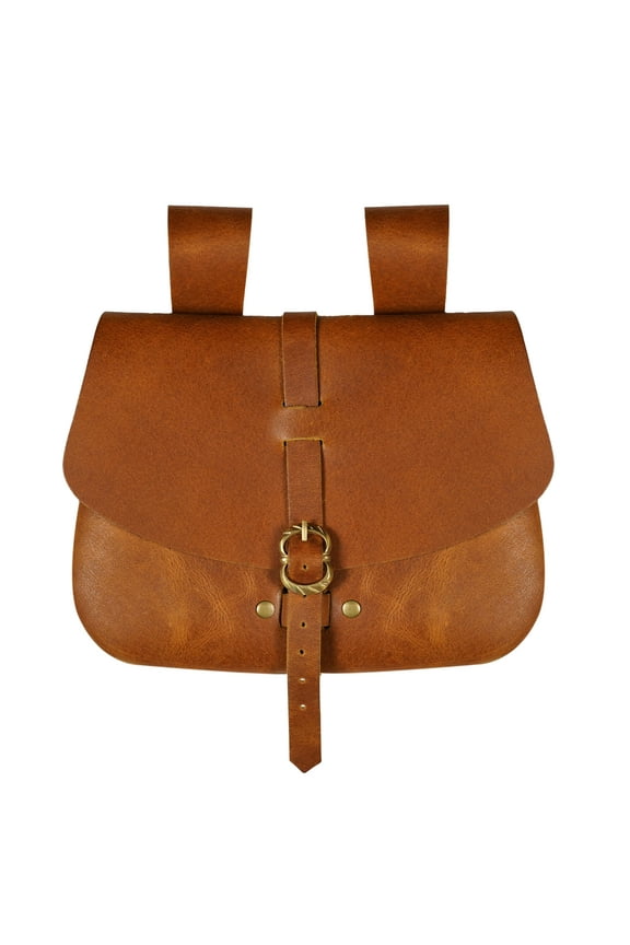 Medieval Belt Pouch Renaissance Cosplay Costume Accessories Handmade Genuine Leather Waist Bag Viking Warrior Knight Coin Pouch for Fantasy Events Renfair LARP - Brown