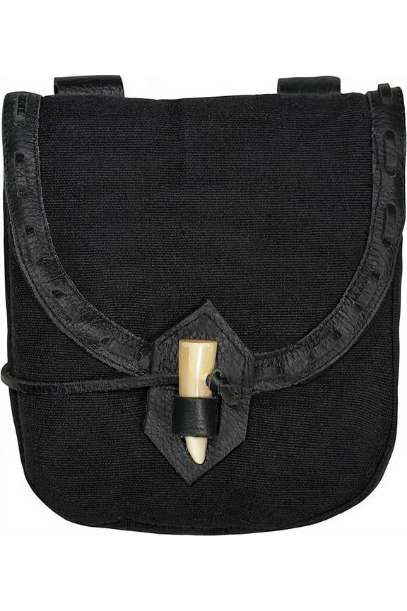 Medieval Belt Pouch Renaissance Costume Accessories LARP Waist Bag Cosplay Coin Purse Viking Canvas Pouch for Men Women - Black