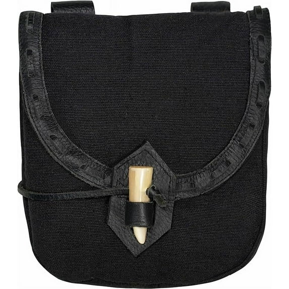 Mythrojan Medieval Belt Pouch Renaissance Costume Accessories LARP Waist Bag Cosplay Coin Purse Viking Canvas Pouch for Men Women - Black