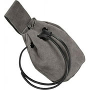 Mythrojan Medieval Belt Pouch Renaissance Costume Accessories Suede Leather Drawstring Bag Viking Jewelry Pouch DnD Dice Bag Pirate Hip Pouch Larp Waist Bag Cosplay Coin Purse Pouch Bag - Gray