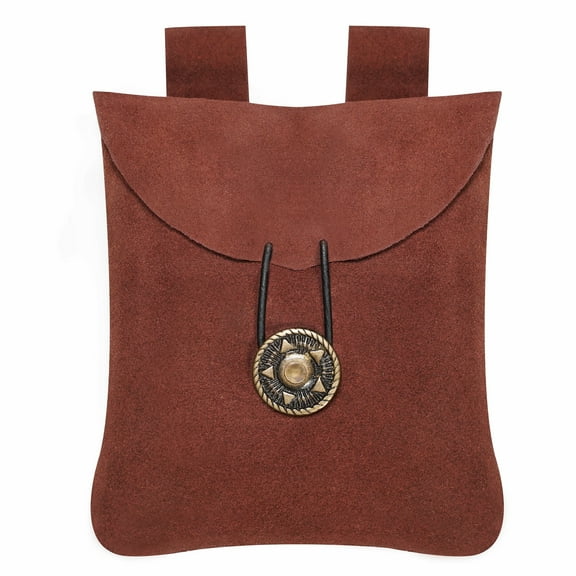 Mythrojan Medieval Belt Pouch Renaissance Costume Accessory Suede Leather Jewelry Bag for LARP, SCA, Reenactments, Viking Knight Coin Dice Waist Bag for Men and Women - Wine Red