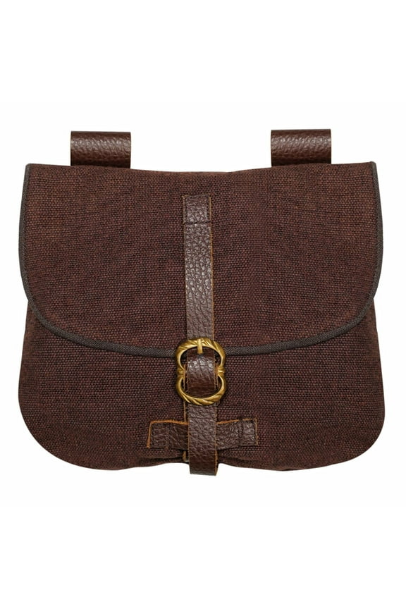 Late Medieval Belt Pouch, High Quality Canvas Waist Bag for Reenactments, Medieval Events, LARP, Ren Faire, Cosplay Costume Accessory- Brown