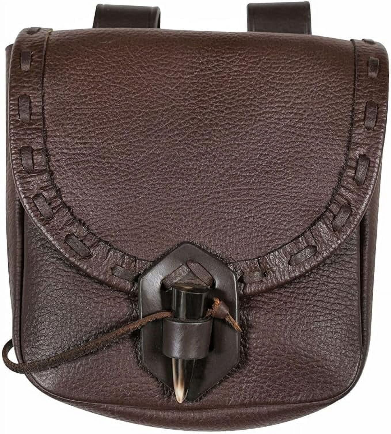 Produktbild von Mittelalterliche Ledertasche Mit Kordelzug - Renaissance Gürteltasche Für LARP & Cosplay