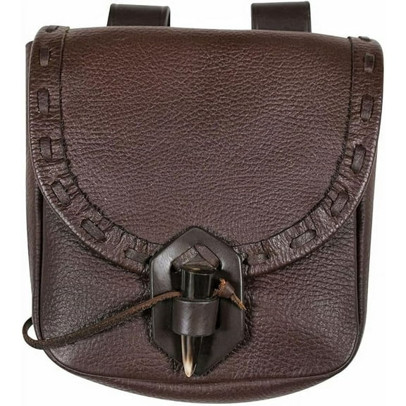 Mythrojan Medieval Leather Belt Pouch Handcrafted Viking Knight Renaissance Costume Accessory for LARP, Cosplay, Coin Storage, Durable Fanny Pack - Brown