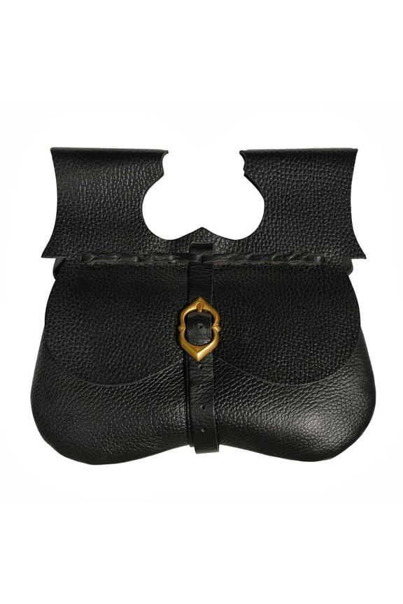 Medieval Leather Pouch Pirate Hip Pouch Larp Cosplay Coin Purse Renaissance Costume Accessory Waist Bag - Black