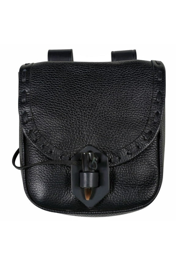 Medieval Leather Pouch Viking Renaissance Belt Bag Cosplay Costume Accessory LARP Waist Bag for Men Women- Black