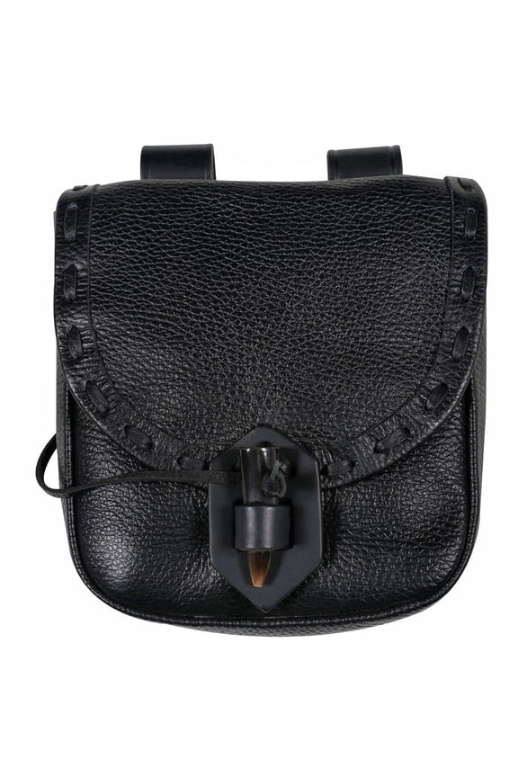 Medieval Leather Pouch Viking Renaissance Belt Bag Cosplay Costume Accessory LARP Waist Bag for Men Women- Black