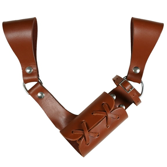 Mythrojan Medieval Leather Sword Frog Universal Rapier Broadsword and Cutlass Handcrafted Costume Accessory Left Hand Sword Frog - Tan