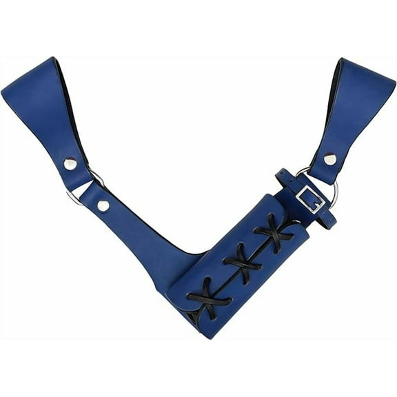 Mythrojan Medieval Left Hand Leather Sword Frog Universal Rapier Broadsword and Cutlass - Blue